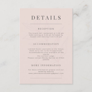 Minimalist Botanical Wedding Warm Blush Informatiekaartje