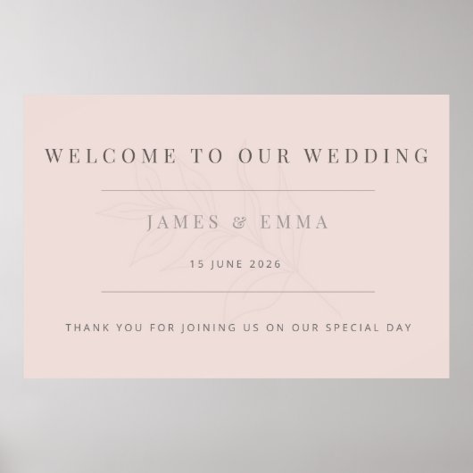 Minimalist Botanical Wedding Warm Blush Poster (Voorkant)