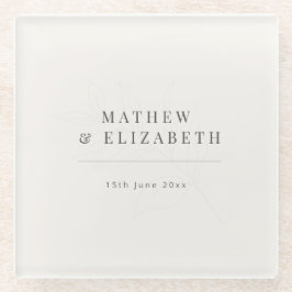 Minimalist botanical Wedding  | Warm White Glazen Onderzetter