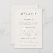 Minimalist Botanical Wedding Warm White Informatiekaartje (Voorkant / Achterkant)