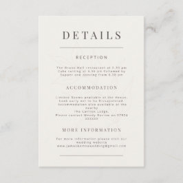 Minimalist Botanical Wedding Warm White Informatiekaartje