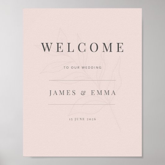 Minimalist Botanical Welcome Sign | Warm Blush Poster (Voorkant)