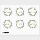 Minimalist Botanical Wreath Happy Easter Ronde Sticker (Vel)
