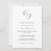 Minimalist botanical Wreath Monogram Wedding Kaart (Voorkant)
