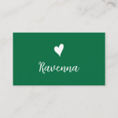 Minimalist Bottle Green White Heart Barber Name Visitekaartje (Voorkant)