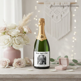 Minimalist Boutique Arch Photo Wedding Champagne  Sparkling Wijnetiket