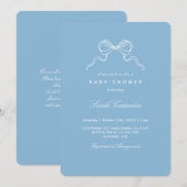 Minimalist Bow Baby Shower Boy Kaart (Voorkant / Achterkant)