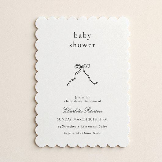 Minimalist Bow Baby Shower Invitation Kaart