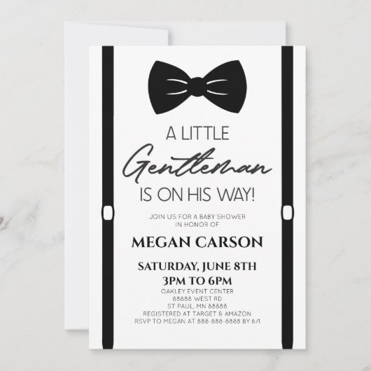 Minimalist Bowtie Een Kleine Gentleman Baby shower Kaart (Voorkant)