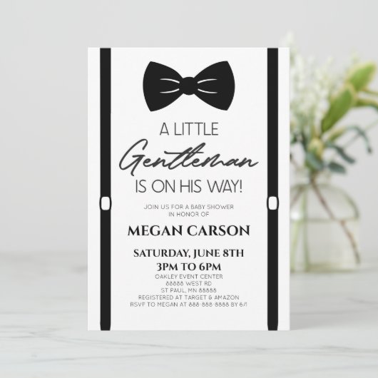 Minimalist Bowtie Een Kleine Gentleman Baby shower Kaart (Staand voorkant)
