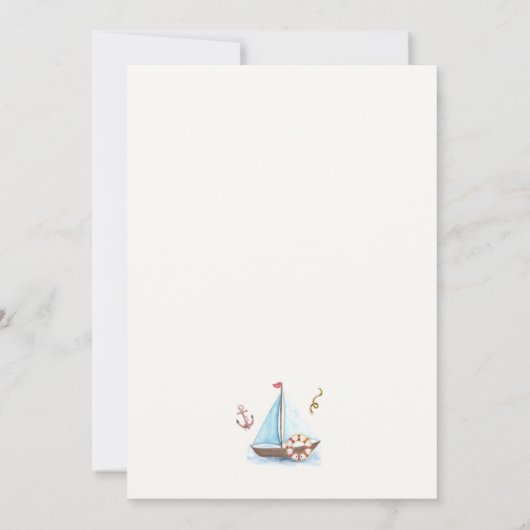 Minimalist Boy Nautical Sailboat Baby shower Bedankkaart (Achterkant)