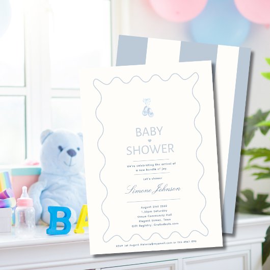 Minimalist Boys Baby shower Invitation Kalligrafie Kaart