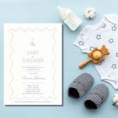 Minimalist Boys Baby shower Invitation Kalligrafie Kaart