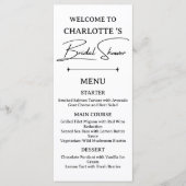 Minimalist Bridal Shower Menu Card (Voorkant)