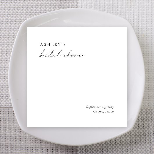 Minimalist Bridal Shower Napkins | Modern Elegant Servet