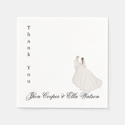 Minimalist Bride and Groom Wedding Illustration Servet (Voorkant)
