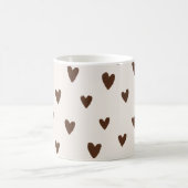 Minimalist Brown Hearts Pattern | Aesthetic Neutra Koffiemok (Center)