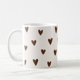 Minimalist Brown Hearts Pattern | Aesthetic Neutra Koffiemok