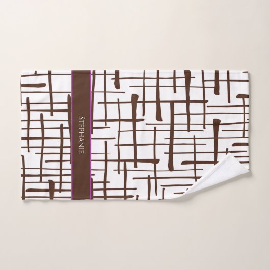 Minimalist Brown Linework Personalized | Dink Well Handdoek (Handdoek)