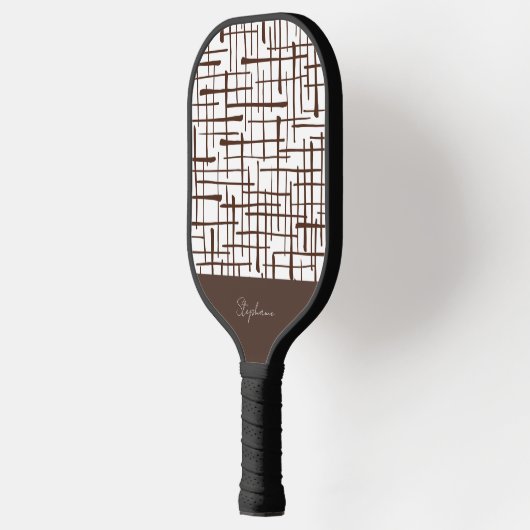 Minimalist Brown Linework Personalized Pickleball Paddle (Links)