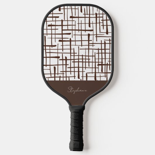 Minimalist Brown Linework Personalized Pickleball Paddle (Achterkant)