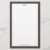 Minimalist Brown Monogram Briefpapier (Voorkant)
