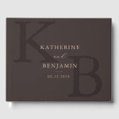 Minimalist Brown Monogram Modern Wedding Gastenboek (Voorkant)