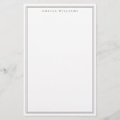 Minimalist Brown Monogram Two Border Briefpapier (Voorkant)