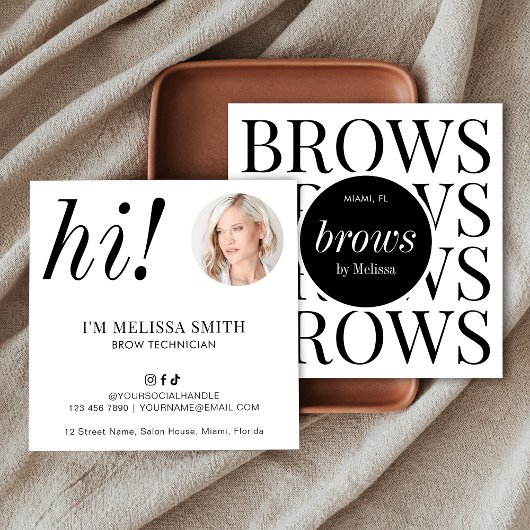 Minimalist Brows Microblading Elegant Salon Foto Vierkante Visitekaartje