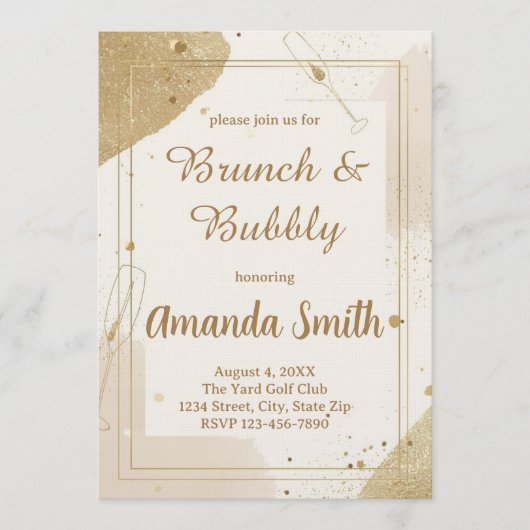 Minimalist Brunch & Bubbly Invitation – Neutral Kaart (Voorkant)