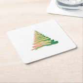 Minimalist Brushstroke Christmas Tree Kartonnen Onderzetters (Schuin)