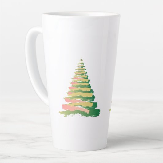 Minimalist Brushstroke Christmas Tree Latte Mok (Linkerhoek)