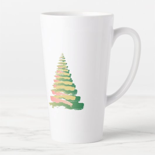 Minimalist Brushstroke Christmas Tree Latte Mok (Rechts)