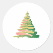 Minimalist Brushstroke Christmas Tree Ronde Sticker (Voorkant)
