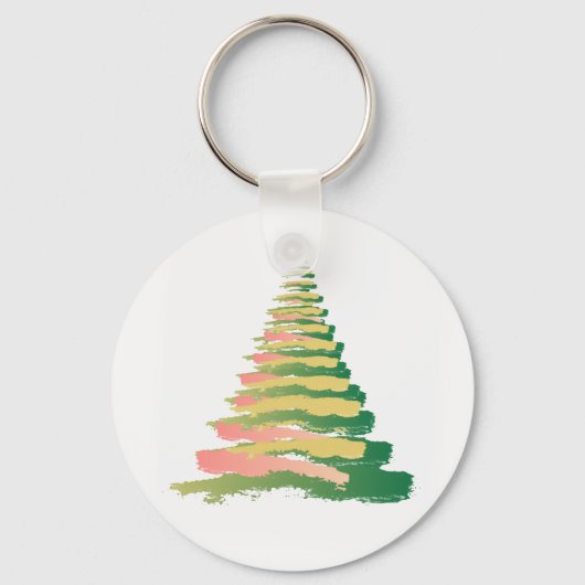 Minimalist Brushstroke Christmas Tree Sleutelhanger (Voorkant)