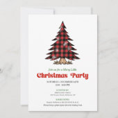 Minimalist Buffalo Check Christmas Party Invite Kaart (Voorkant)