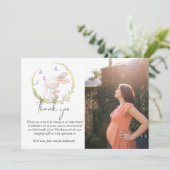 Minimalist Bunny and Butterflies Baby shower Foto Bedankkaart (Staand voorkant)