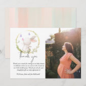 Minimalist Bunny and Butterflies Baby shower Foto Bedankkaart (Voorkant / Achterkant)