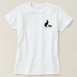 Minimalist Bunny And Eggs In Black Happy Easter T-shirt