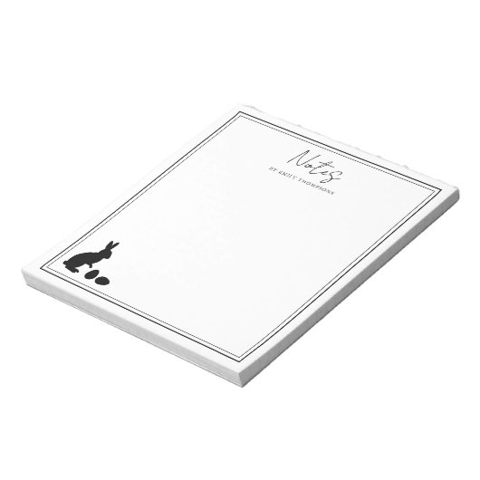 Minimalist Bunny And Eggs In Black Modern Easter Notitieblok (Linkerzijde)