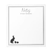 Minimalist Bunny And Eggs In Black Modern Easter Notitieblok (Voorkant)