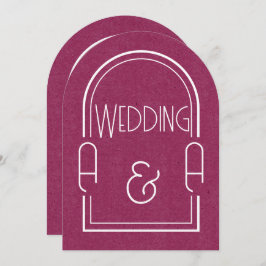 Minimalist Burgundy and White Arch Wedding Kaart