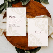 Minimalist Burgundy Cream Classic Damask Wedding Kaart