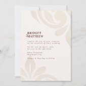 Minimalist Burgundy Cream Classic Damask Wedding Kaart (Voorkant)