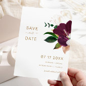 Minimalist Burgundy & Gold SAVE THE DATE Kaart