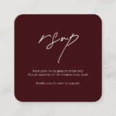 Minimalist Burgundy Wedding RSVP Card with QR Code Informatiekaartje (Voorkant)