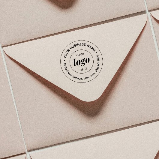 Minimalist Business Address Logo Company Zelfinktende Stempel