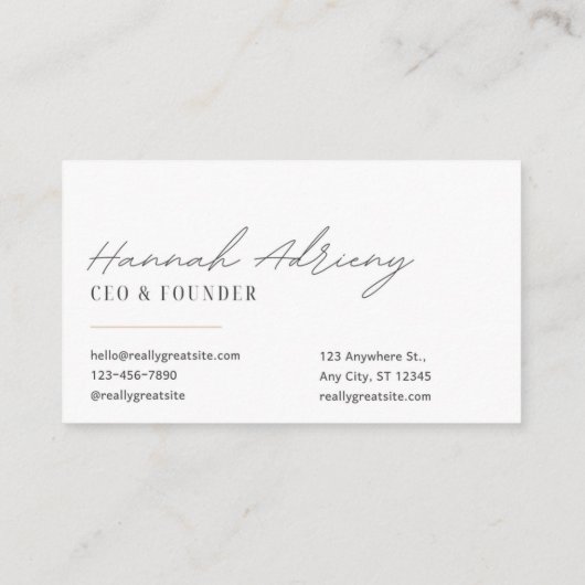 Minimalist business card for your business white visitekaartje (Achterkant)