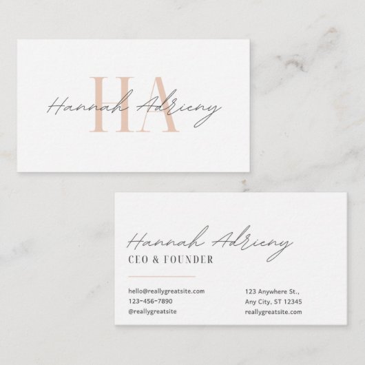 Minimalist business card for your business white visitekaartje (Voorkant / Achterkant)