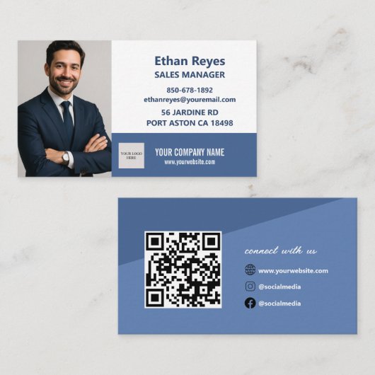 Minimalist Business Card QR Code Social Medias Visitekaartje (Voorkant / Achterkant)